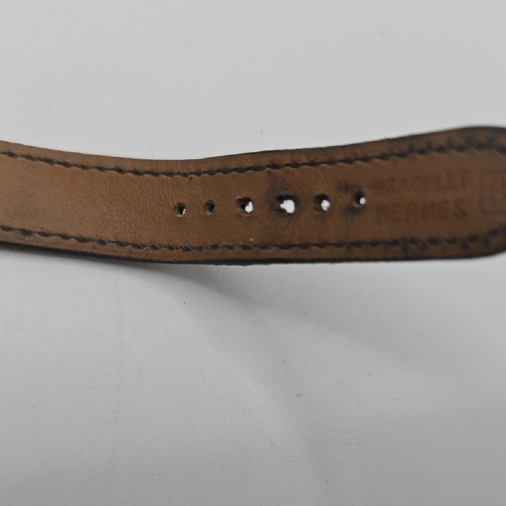 Hermes Black Leather Strap Silver-Tone Case Watch - Picture 3 of 14